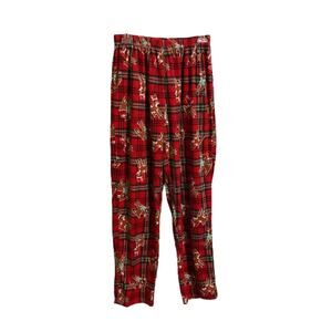 North Pole Pajama Pants Mens Size M Christmas Reindeer Plaid Buffalo Check